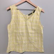 Eddie Bauer Cotton Sleeveless Top Yellow Plaid Women's Size L