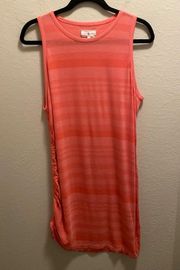 Lou & Grey Pink Striped Ruched Mini Dress