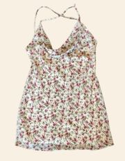 Ditzy Floral Cottagecore Cowl Neck Mini Dress