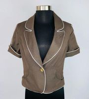 Sharagano Brown Short Sleeve Jacket Blazer PM