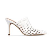 NWT INC International Concepts Celestia Mules Heels 5 White Woven Slip On Womens