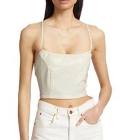 Good American Bone Faux Leather Vacay Top