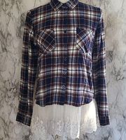 Tilly's Say What? plaid flannel button down size medium