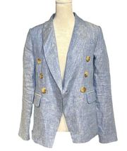 Magaschoni NWT 100% Linen baby blue double breasted blazer - XS ($228 retail)