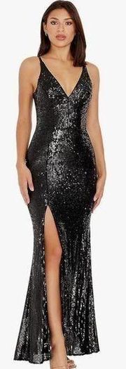 Dress the Population NWT Jordan Sequin Dress in Black Sz Large