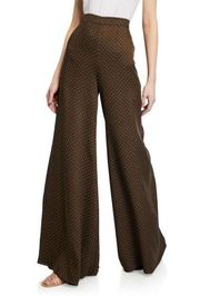 Alexis Brown Polka Dot Print Wide Leg High Rise Pants Lanni