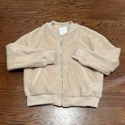 Brand New (No Tags) Avec Les Filles Beige Sherpa Fleece Bomber Jacket (Size M)