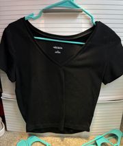 Black V Neck Crop Top