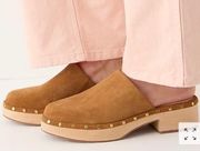 JCrew 10.5 Dakota Tan Suede Wood Clogs