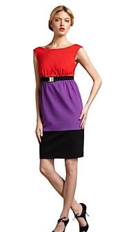 of New York red & purple Natalie Color Block Knit Belted Dress