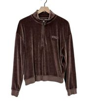 WSLY |Eco Plush Womens Velour Comfy Sweatshirt Brown size Medium