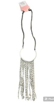 ANTHROPOLOGY SEREFINA Silver Bib Waterfall Necklace with Magnet Closure