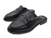 Black Leather Flat Loafers