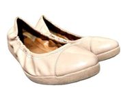 Fitflop F-Pop Ballet Flats Slip On Almond Toe Casual Leather Beige Cream 40 9.5