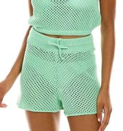 We Wore What  crochet shorts in mint green