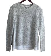 Club Monaco Sweater Women S Cream Speckle Crew Neck Long Sleeve Built-In Blouse