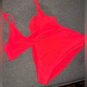 Swim Size 10 Ribbed Bikini in Bright Pink