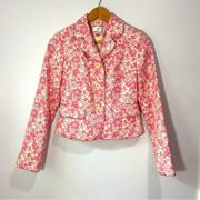 Ann Taylor Loft Pink Retro Flower Print Blazer Jacket size 2