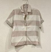 Akris Punto Striped Short Sleeve Shirt Size 2 EUC