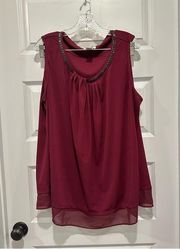 Carmen by Carmen Marc Valvo Maroon Sleeveless Blouse 2X