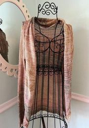 Miss Me Green rust hooded Open Knit cardigan sweater size SMALL S Fringe