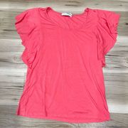 Adrienne Vittadini Pink Ruffle Sleeve Blouse Women’s Small