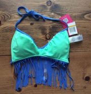 Hula Honey Reversible Fringe Bikini Top NWT