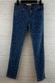 Rebecca Taylor Blue Leopard Print Slim Jeans Size 2