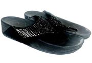 FitFlop Black Thong Sandals Lulu Rhinestone Bling Glam Platform sz 7 EU 38