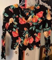 Petites Black Jacket with Floral Print