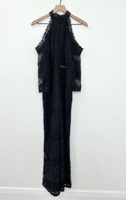 Alexis Black Lace Jumpsuit Cocktail Wide Leg size Small