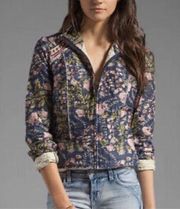 Free People Meadow Quilted Floral Jacket Zip Up Boho Beaded. Medium