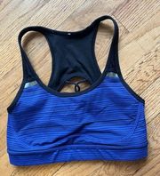 LULULEMON 4 SWEATY II Kanto Stripe Blue Black Running Sports Bra