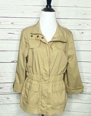 Tibi Tan Cropped Trench Utility Jacket Size Small