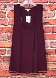 Burgundy  Waffle Knit Sleeveless Breezy Tank Top in Eggplant