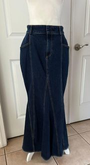 Anthopologie Pilcro Fluted Denim Maxi Skirt 