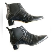 MaxMara Black Leather Alligator Texture Ankle Booties Size EU 40