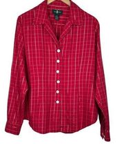 Hunt Club red plaid button front long sleeve shirt