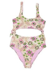 Aerie One Piece Cheeky Cutout Swimsuit Paisley Floral Print Women's Size Large