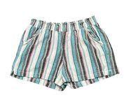 Briggs Ladies Lightweight Linen Blend Pull-On Short w/ Stretch Waistband Teal XL