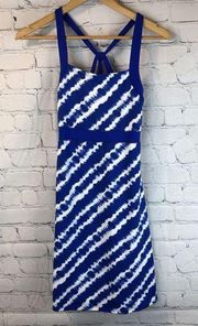 Soybu Tennis Dress Sz S Blue White Stripe Sleeveless Racerback Tahiti Athleisure