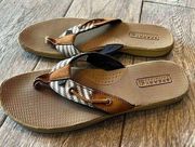 Sperry Top-Sider 9 Leather Sandals Shoes Seafish Thongs Slides Nautical