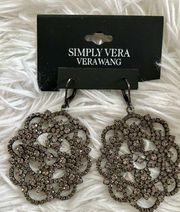 Brand new  by Vera Wang Dark Metallic/Zirconia Dangle Earrings