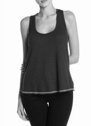 Socialite Tank Racerback Waffle Knit Top Dark Grey Size L