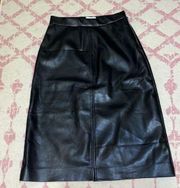 Aritzia Wilfred Black Vegan Leather Mid Length High Rise Skirt