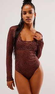 Free People In My Head Bodysuit Brunette NWT Medium