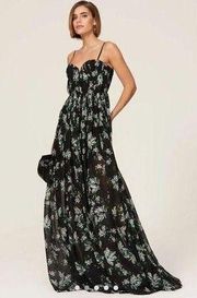 Sau Lee Georgina Black Floral Gown Dress Wedding Bridal Size 6