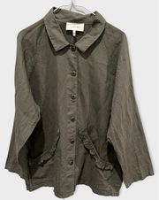 THE GREAT Cotton Tulip Jacket in Army Green (3)