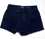 Hollister High Rise Distressed Boyfriend Shorts - Black - 1/25