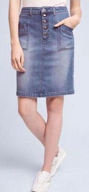 Anthropologie Pilcro Denim Pencil Skirt Button Fly Jean Skirt Women’s Size 8